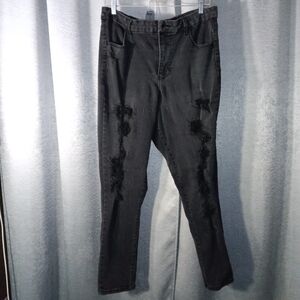 Black Holey High Rise Jeans